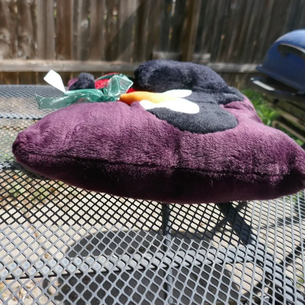 3-D Penguin Plush Pillow Christmas Winter Present Bow Purple 13 inch Vintage